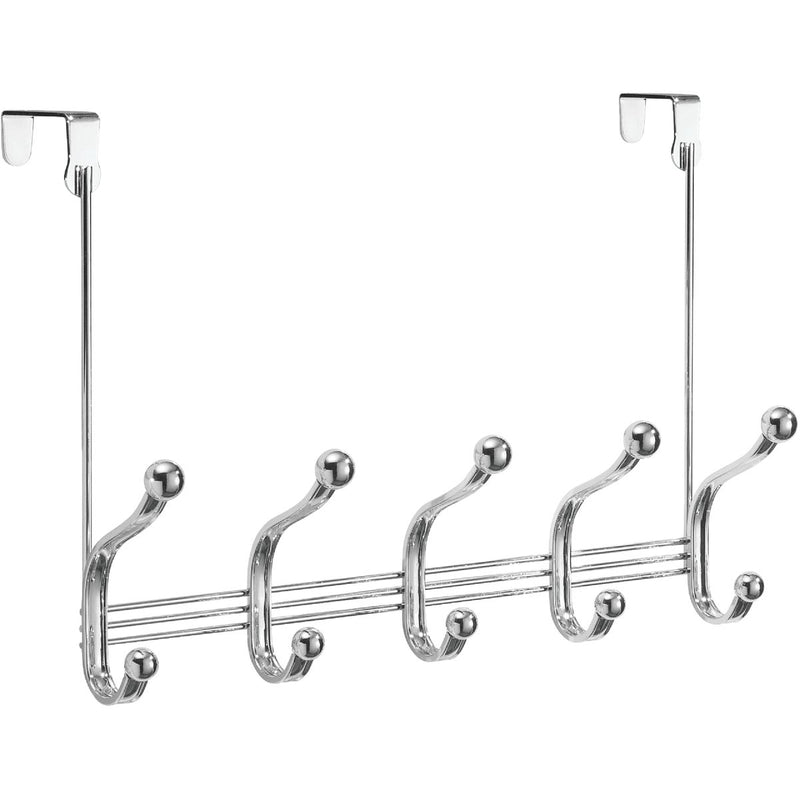 iDesign York Lyra Over-The-Door Chrome 5-Hook Rail