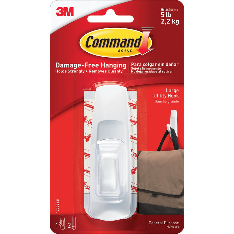 Command Large Hook, White, 1 Hook, 2 Strips