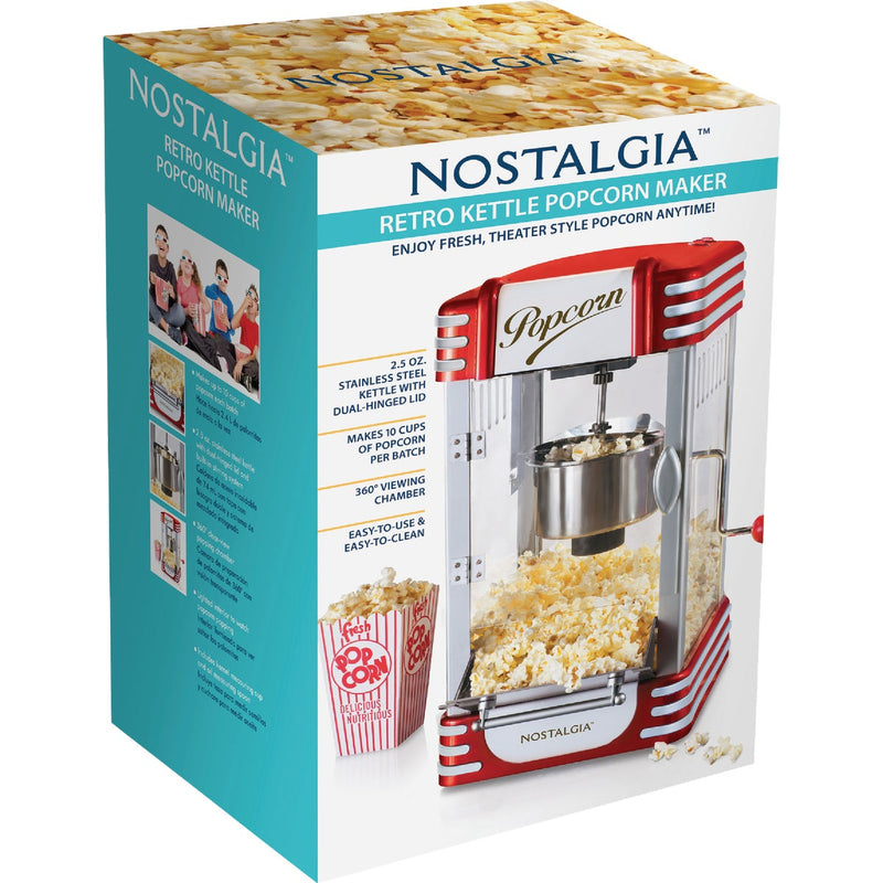 Nostalgia Retro Series Red Styling 2.5 Oz. 10-Cup Tabletop Kettle Popcorn Maker