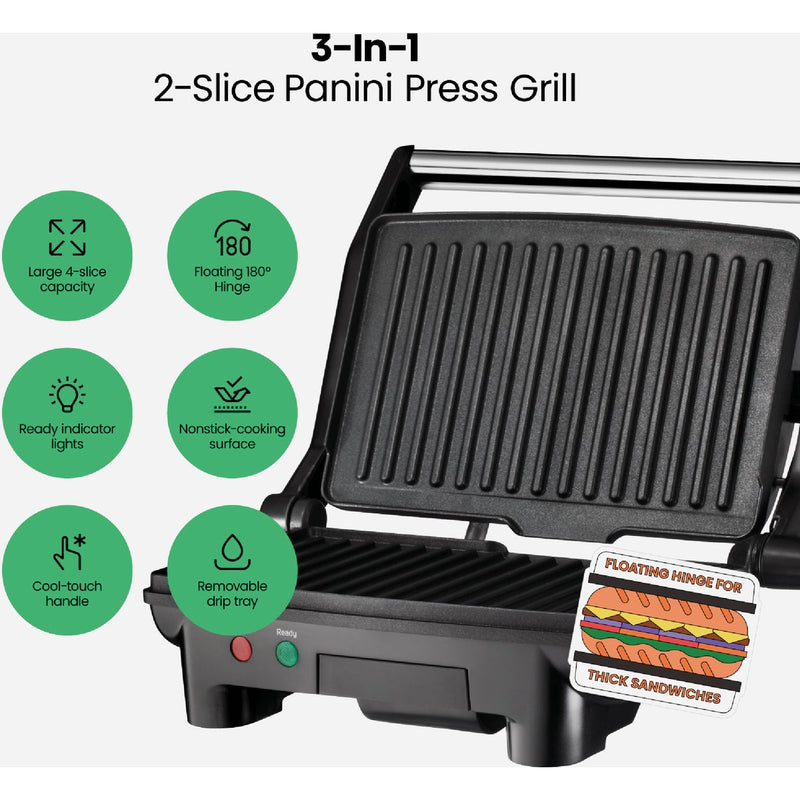 Chefman Electric Panini Press Grill and Gourmet Sandwich Maker (2 Slice)