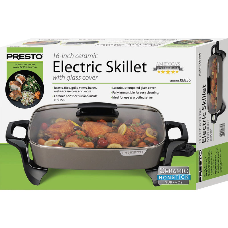 Presto 16 In. Ceramic Electric Skillet with Glass Cover