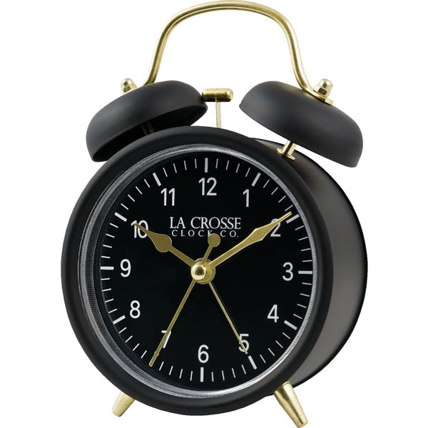 La Crosse Clock Co. Black Twin Bell Alarm Clock