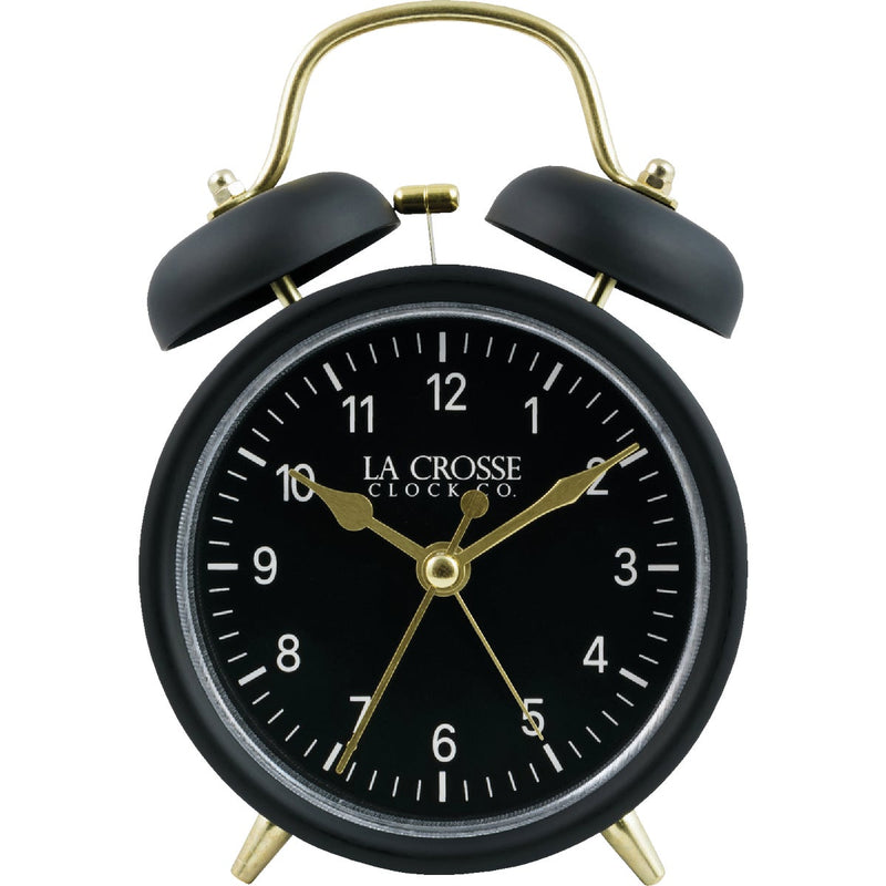 La Crosse Clock Co. Black Twin Bell Alarm Clock