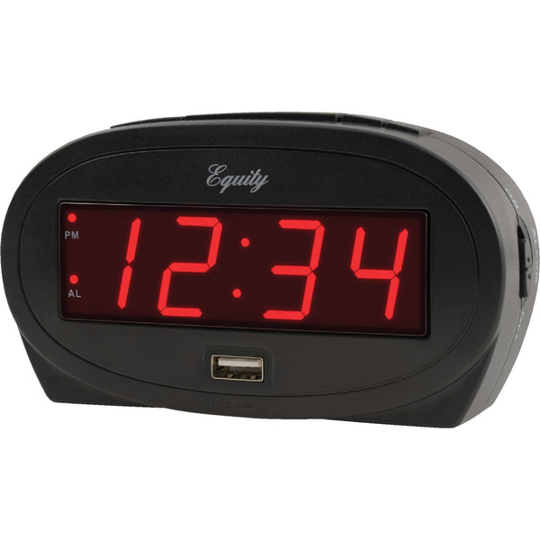 La Crosse Technology Equity 0.9 In. Red LED Alarm Clock with USB Charging Port