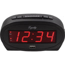 La Crosse Technology Equity 0.9 In. Red LED Alarm Clock with USB Charging Port