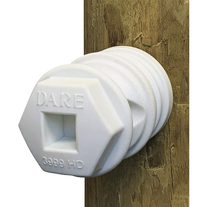 Dare Screw-On White Polyethylene Hex Head Electric Fence Insulator