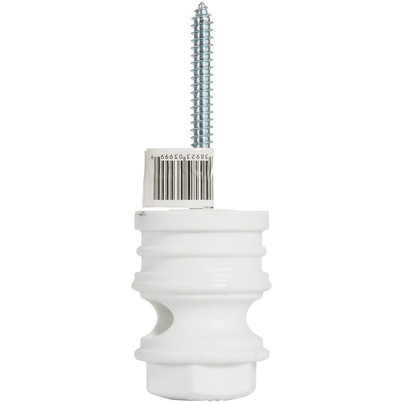 Dare Screw-On White Polyethylene Hex Head Electric Fence Insulator