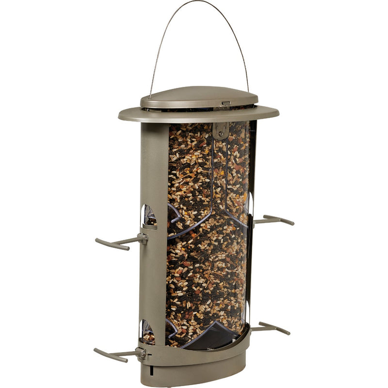 Squirrel X1 Tan Plastic 4.2 Lb. Capacity Elliptical Tube Bird Feeder