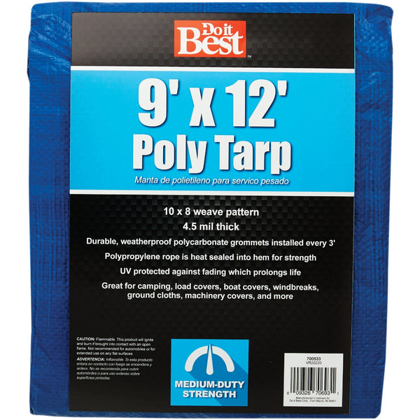 Do it Best Blue Woven 9 Ft. x 12 Ft. Medium Duty Poly Tarp