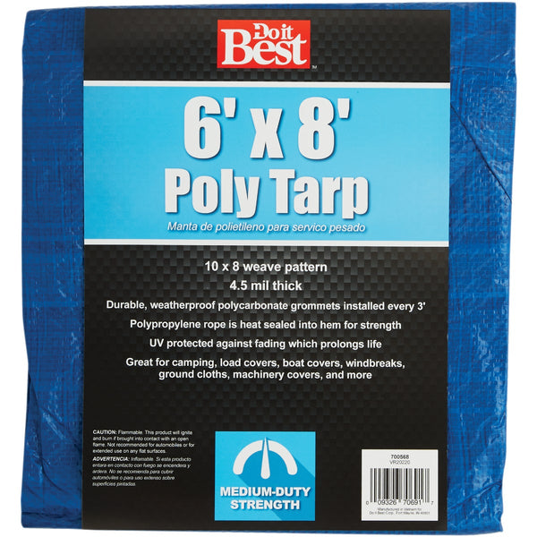 Do it Best Blue Woven 6 Ft. x 8 Ft. Medium Duty Poly Tarp