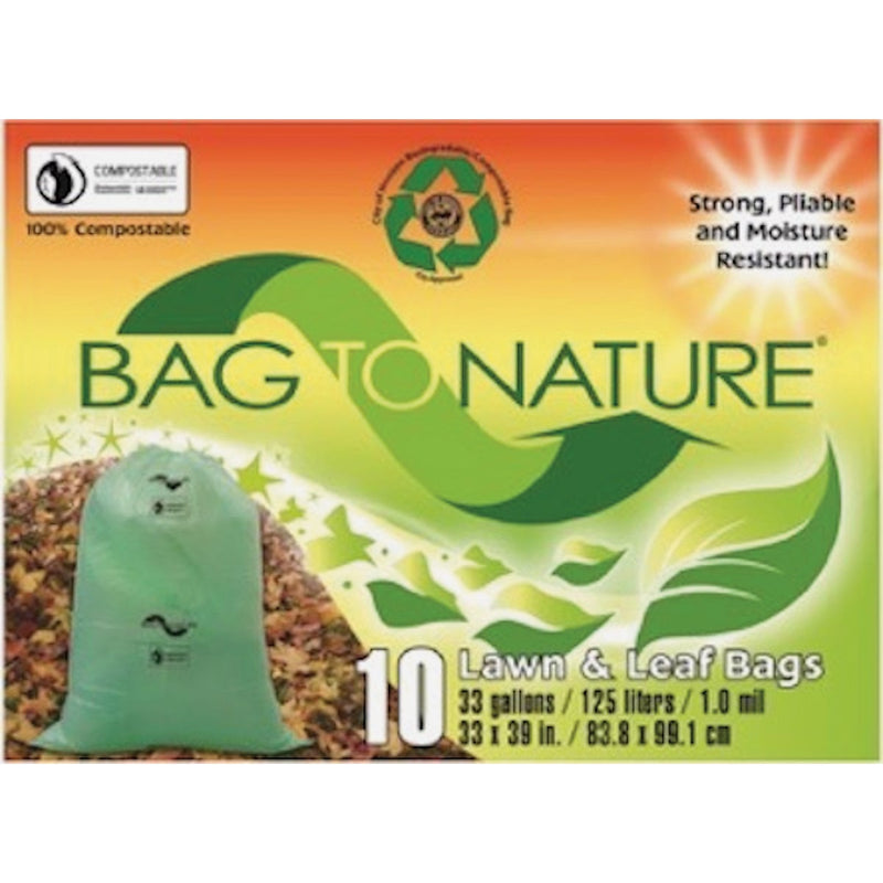 Bag To Nature 33 Gal. Green Compostable Houston Approved Lawn & Leaf Bag (10-Count)