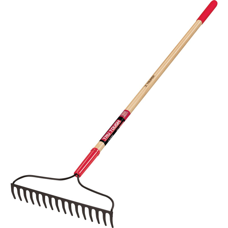 Truper Tru Tough 15.75 In. Steel Bow Wood Handle Garden Rake (16-Tine)