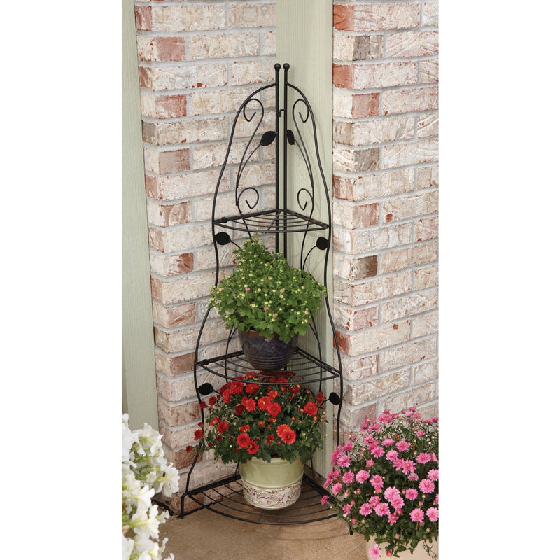 Best Garden Black Steel 45 In. Corner Plant Stand