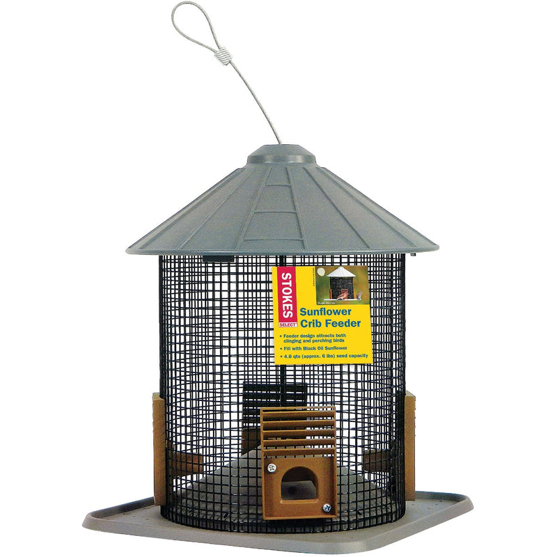 Stokes Select Gray Plastic 4.8 Qt. Capacity Sunflower Crib Bird Feeder