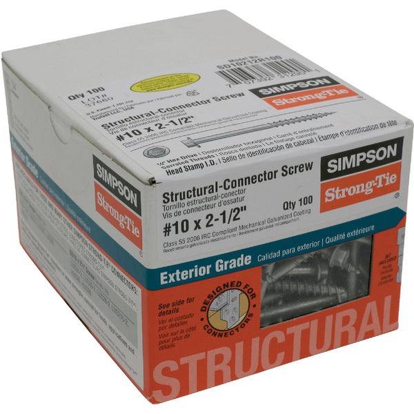Simpson Strong-Drive #10 2-1/2 In. Hex Structure Screw (100 Ct.)