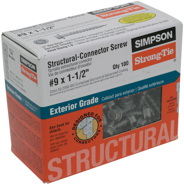 Simpson Strong-Drive #9 1-1/2 In. Hex Structure Screw (100 Ct.)