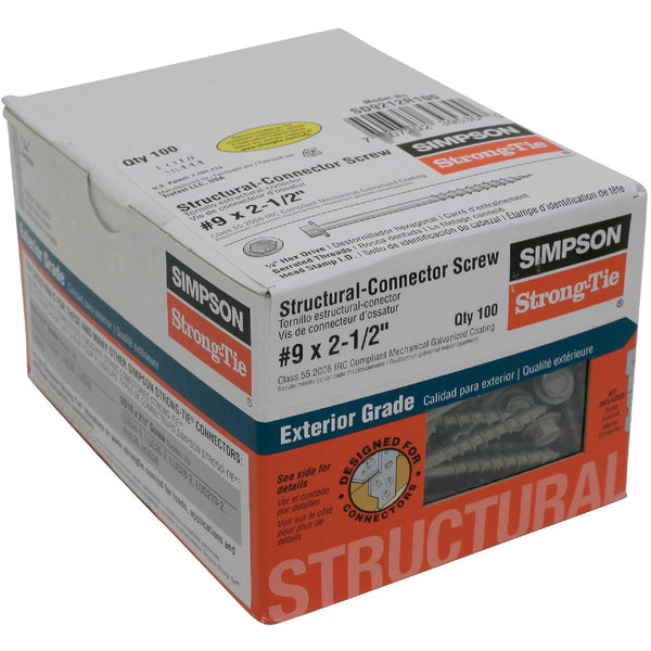 Simpson Strong-Drive #9 2-1/2 In. Hex Structure Screw (100 Ct.)