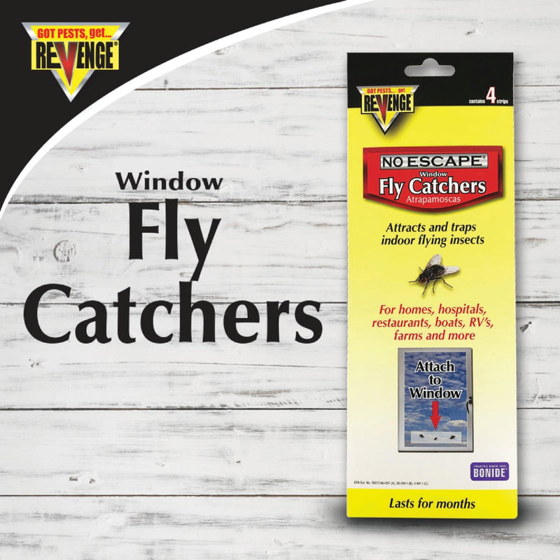 REVENGE No Escape Disposable Indoor Window Fly Catchers (4-Pack)