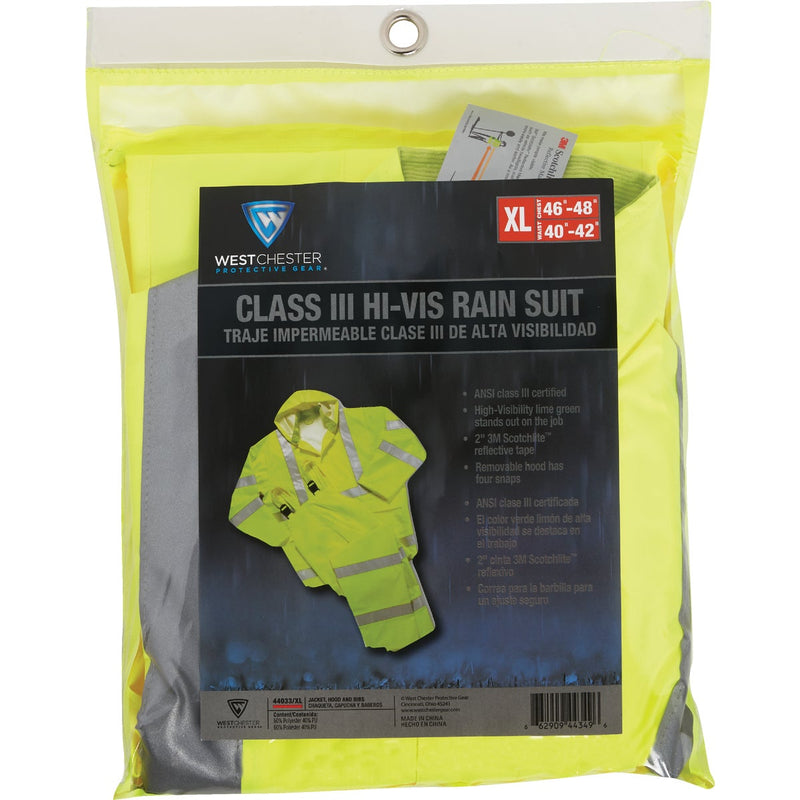 West Chester Protective Gear XL 3-Piece Hi-Vis Yellow Rain Suit
