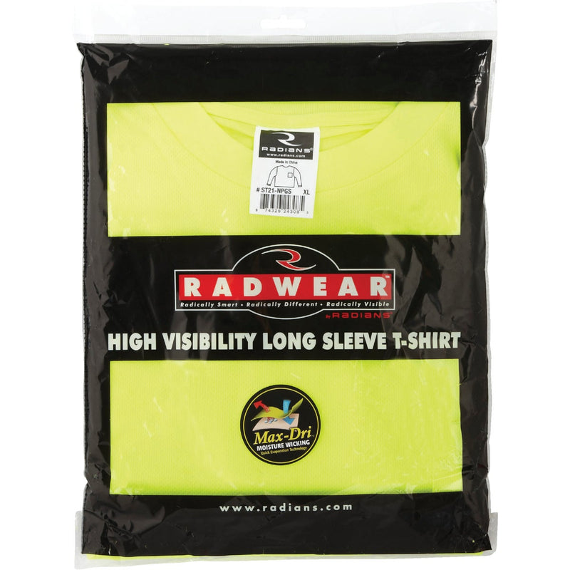 Safety Works Professional Hi-Vis Green Long Sleeve Safety Shirt, XL