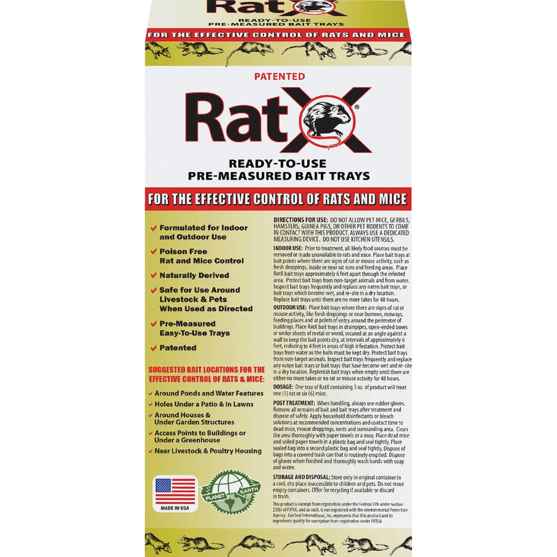 RatX Disposable Rat & Mouse Pre-Measured Bait Tray (4-Pack)