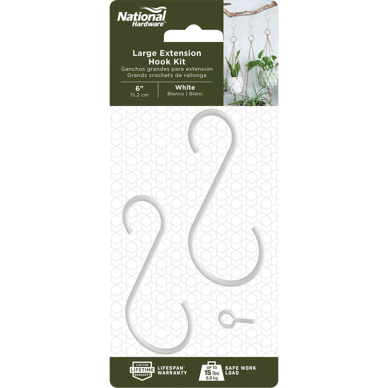 National Hardware 6 In. White Steel Extension Hook Kit