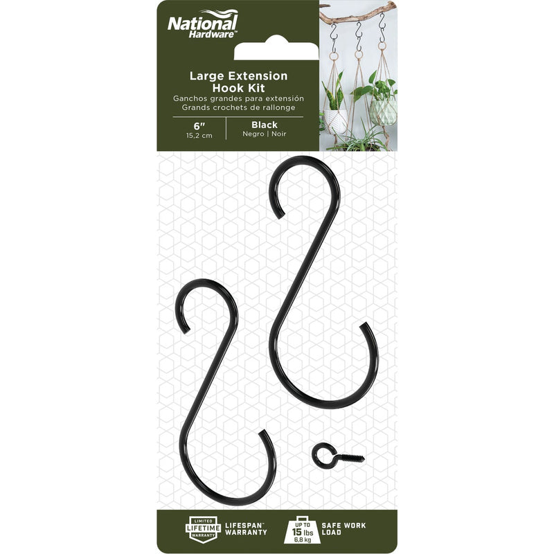 National Hardware 6 In. Black Steel Extension Hook Kit