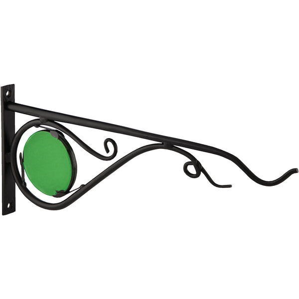 Panacea 15 In. Black w/Green Stained Glass Forged Metal Decorative Hanging Plant Bracket