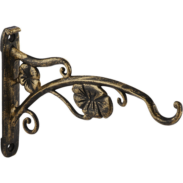 Panacea 9 In. Brushed Gold Flowers Cast Aluminum Decorative Hanging Plant Bracket