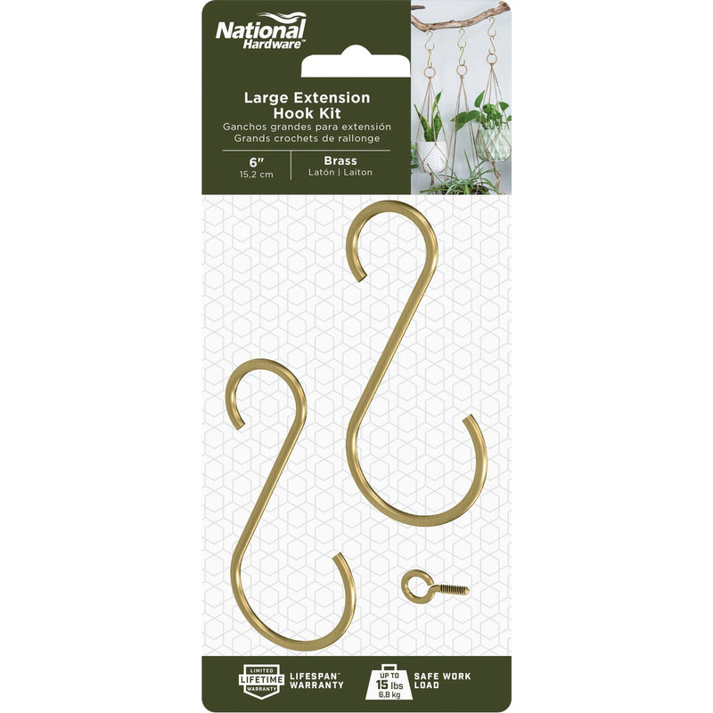 National Hardware 6 In. Brass Steel Extension Hook Kit