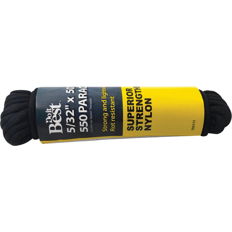 Do it Best 550 5/32 In. x 50 Ft. Black Nylon Paracord