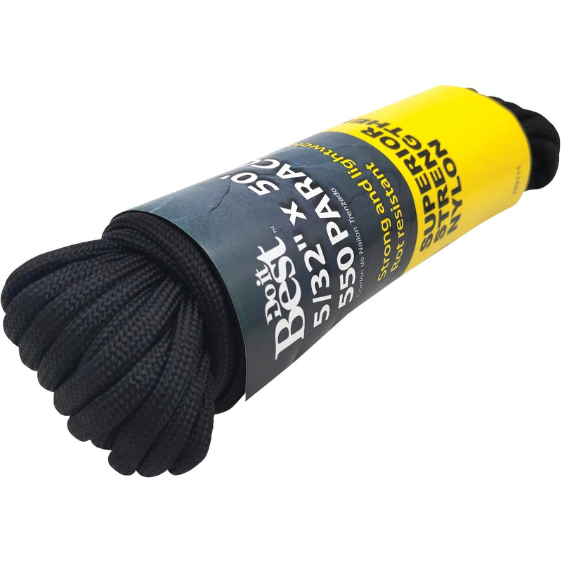 Do it Best 550 5/32 In. x 50 Ft. Black Nylon Paracord