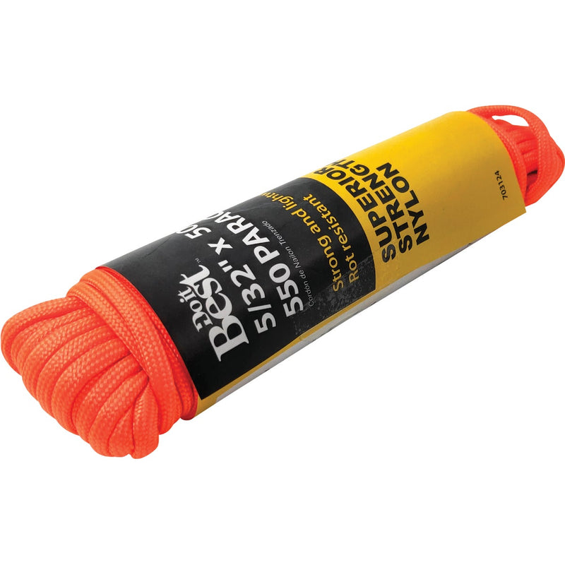 Do it Best 550 5/32 In. x 50 Ft. Orange Nylon Paracord