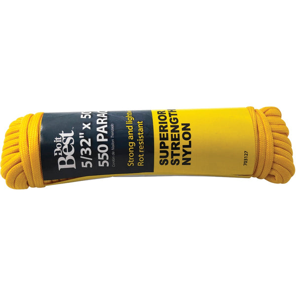 Do it Best 550 5/32 In. x 50 Ft. Yellow Nylon Paracord