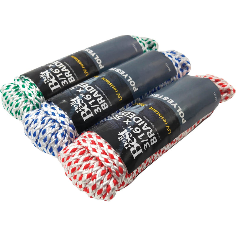 Do it Best 3/16 In. x 50 Ft. Assorted Colors Diamond Braided Polyester Packaged Rope