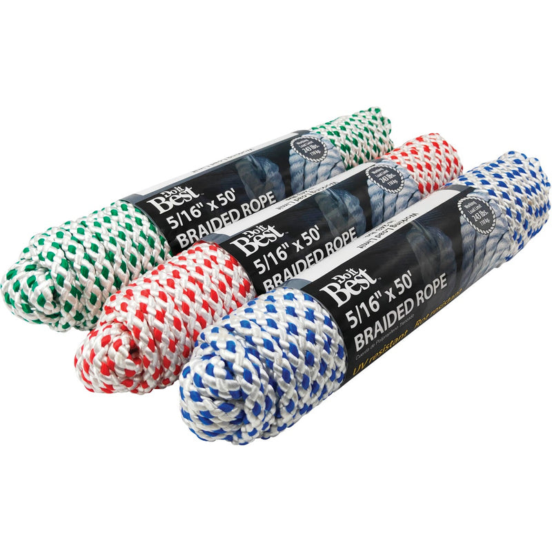 Do it Best 5/16 In. x 50 Ft. Assorted Colors Diamond Braided Polyester Packaged Rope