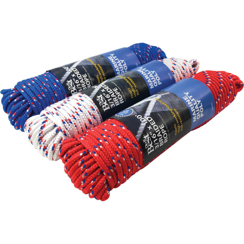 Do it Best 3/16 In. x 100 Ft. Assorted Colors Diamond Braided Polypropylene Packaged Rope