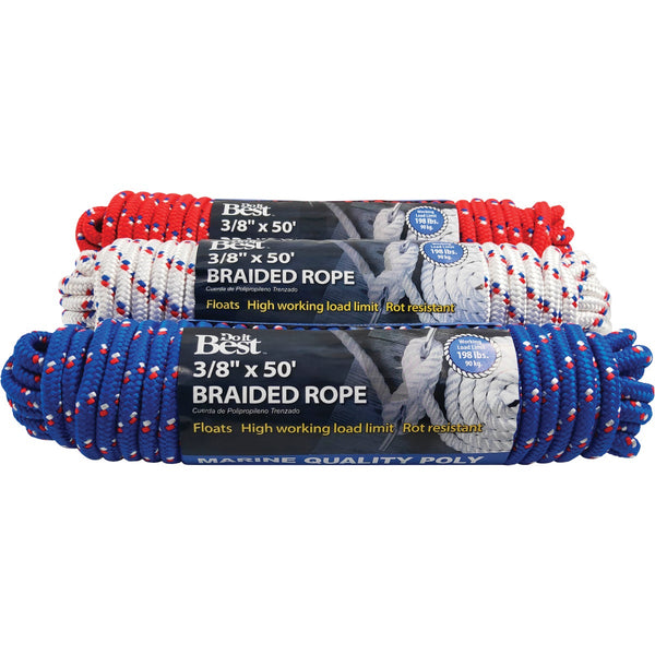 Do it Best 3/8 In. x 50 Ft. Assorted Colors Diamond Braided Polypropylene Packaged Rope