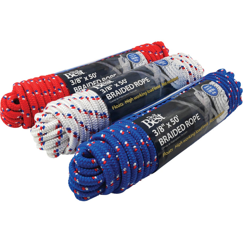 Do it Best 3/8 In. x 50 Ft. Assorted Colors Diamond Braided Polypropylene Packaged Rope