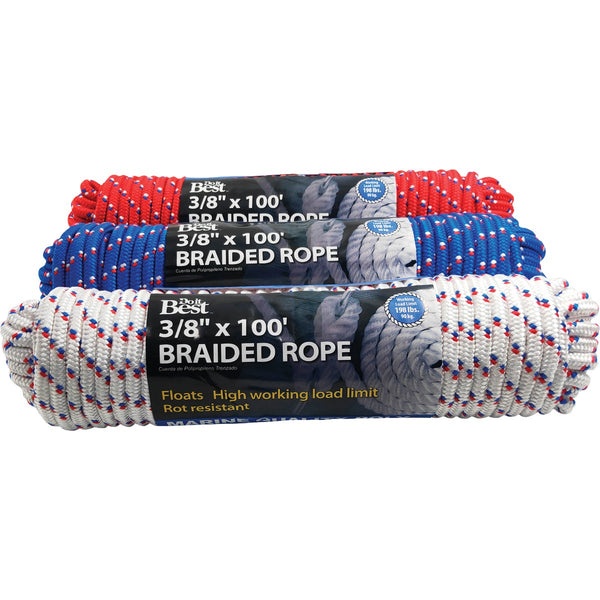 Do it Best 3/8 In. x 100 Ft. Assorted Colors Diamond Braided Polypropylene Packaged Rope