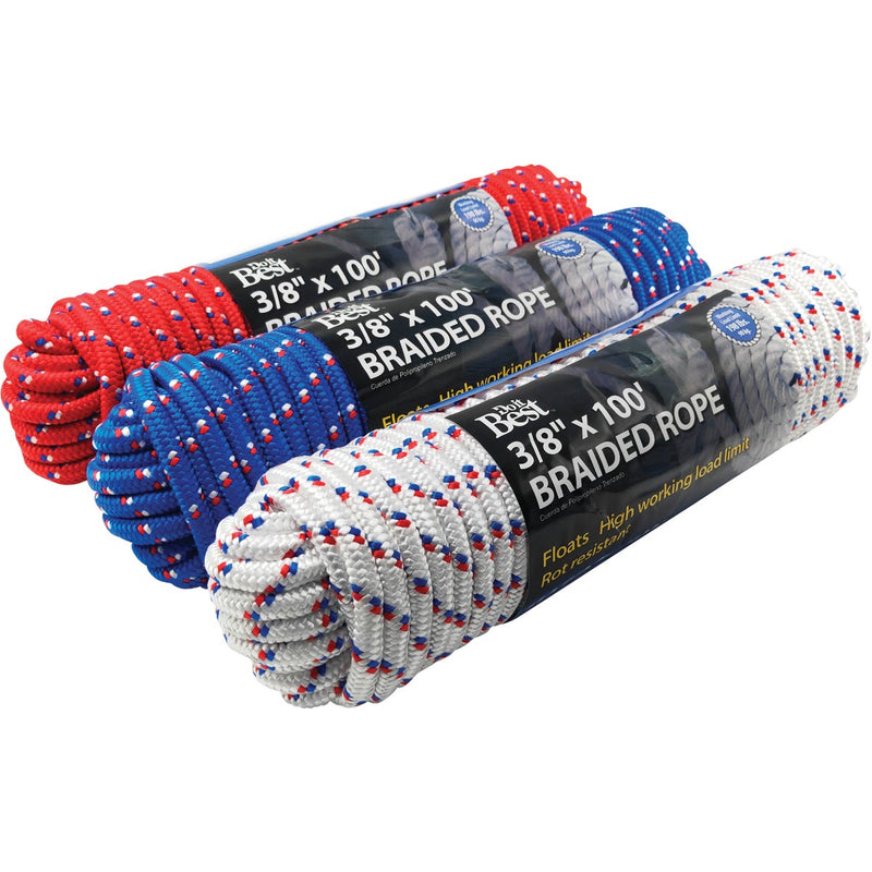 Do it Best 3/8 In. x 100 Ft. Assorted Colors Diamond Braided Polypropylene Packaged Rope