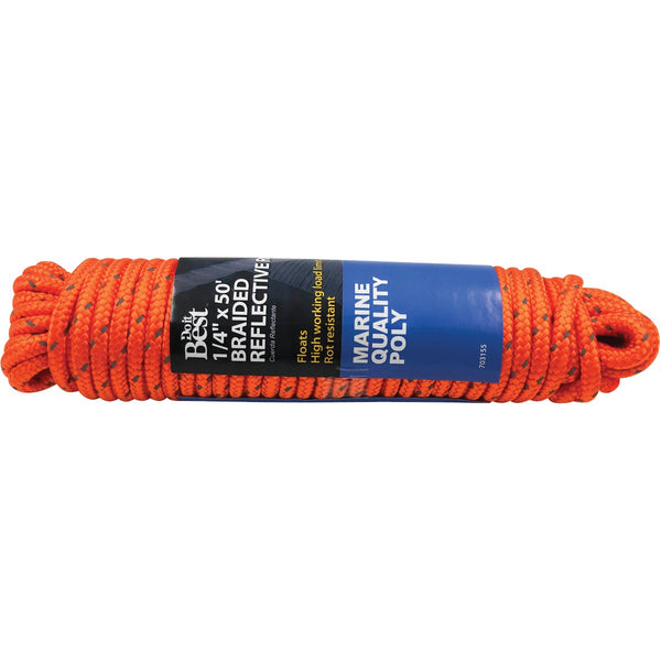 Do it Best 1/4 In. x 50 Ft. Orange Braided Reflective Polypropylene Packaged Rope