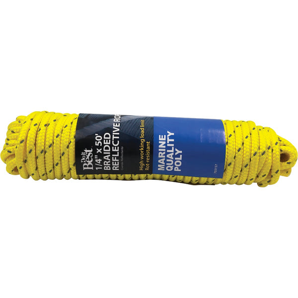 Do it Best 1/4 In. x 50 Ft. Yellow Braided Reflective Polypropylene Packaged Rope