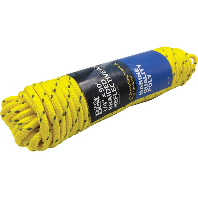 Do it Best 1/4 In. x 50 Ft. Yellow Braided Reflective Polypropylene Packaged Rope