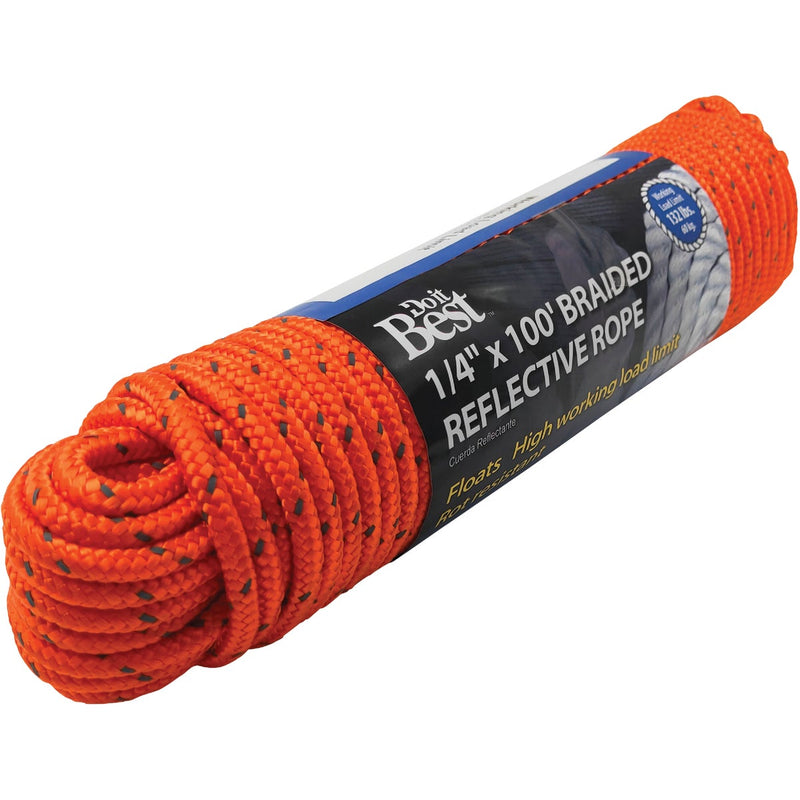 Do it Best 1/4 In. x 100 Ft. Orange Braided Reflective Polypropylene Packaged Rope