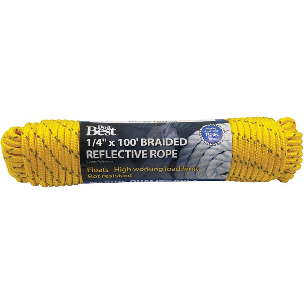 Do it Best 1/4 In. x 100 Ft. Yellow Braided Reflective Polypropylene Packaged Rope