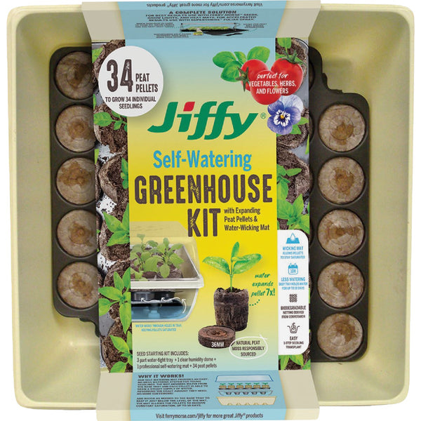 Jiffy 34-Cell 11 In. x 11 In. Self Watering Greenhouse Seed Starter Kit