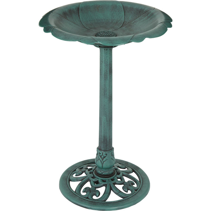 Best Garden Antique Verdigris Flower Pedestal Bird Bath