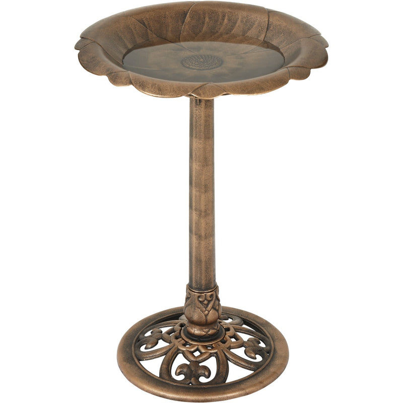 Best Garden Antique Bronze Flower Pedestal Bird Bath