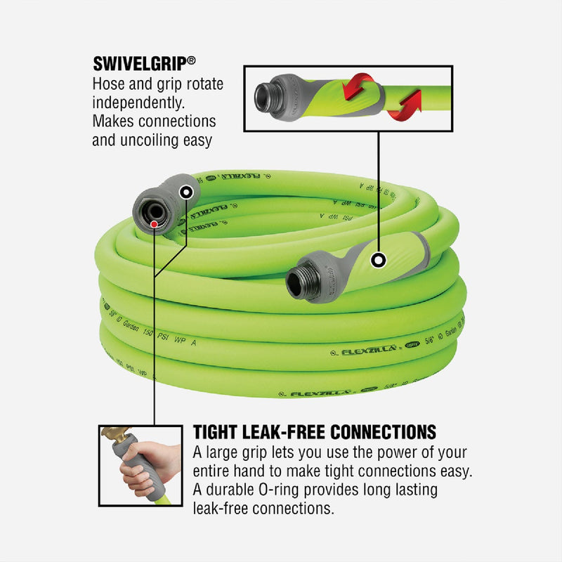 Flexzilla 5/8 In. Dia. x 50 Ft. L. Drinking Water Safe Garden Hose with SwivelGrip Connections